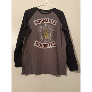 Harry Potter Gryffindor Quidditch Raglan Long Sleeve Shirt Gray/Black Size M